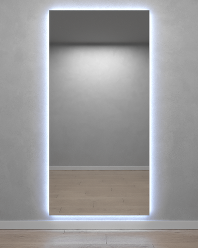 Прямоугольное зеркало 196х96 см, с холодной подсветкой